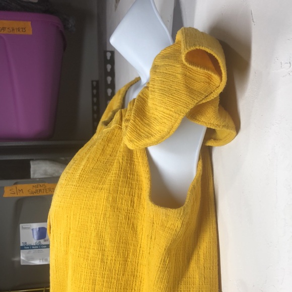 Texture & Thread Madewell yellow tie front top size medium - Picture 5 of 11